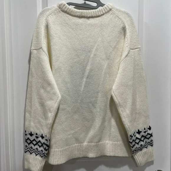 Sundance Cream and Navy Pine Tree Sweater Size Large - Picture 4 of 4